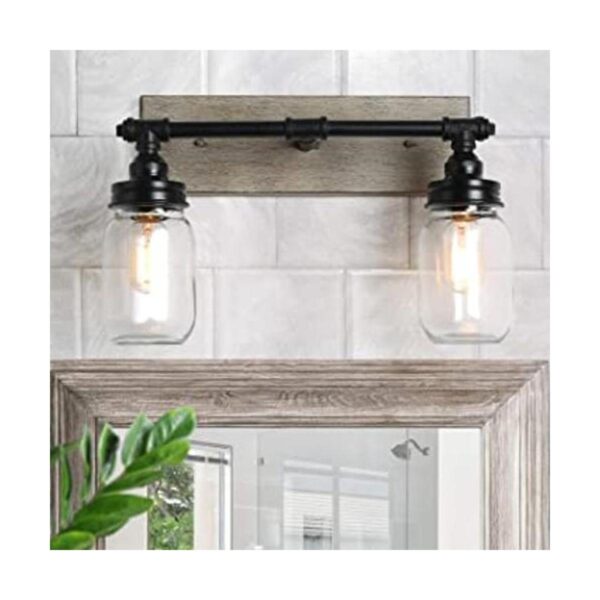 LALUZ Lámpara de baño de madera sintética 2 luces de