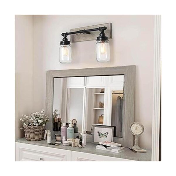 LALUZ Lámpara de baño de madera sintética 2 luces de