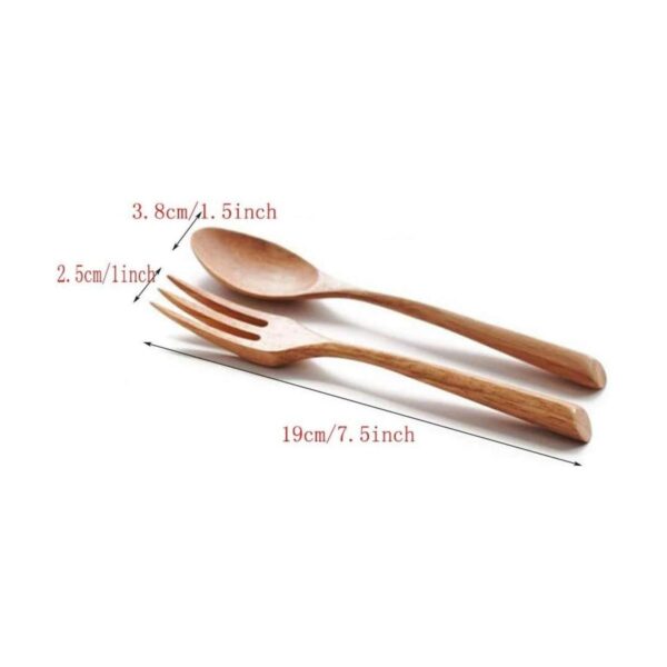 Kyien Juego de 6 cucharas y tenedores para sopa de madera_2