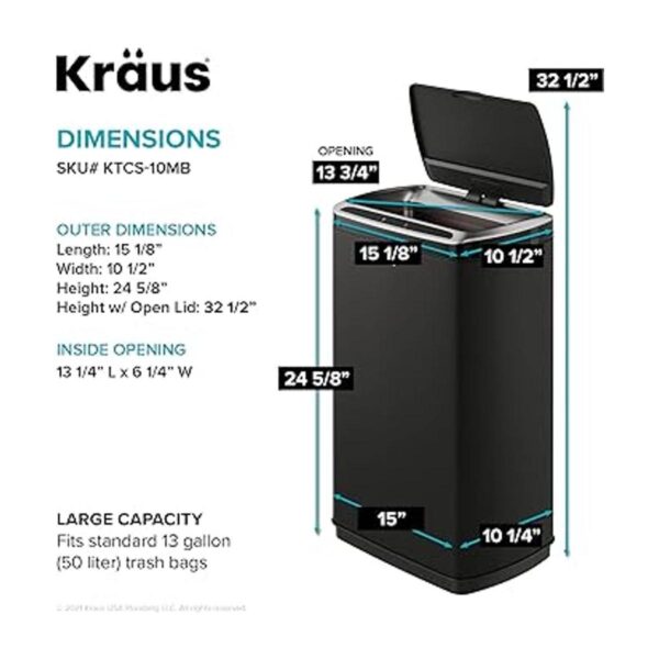 Kraus KTCS10MB GarbagePro Cubo de basura rectangular con