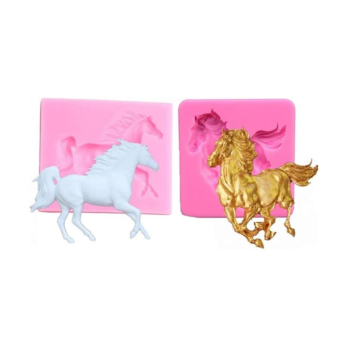 Cestony 2 moldes de silicona para caballo de correr en 3D