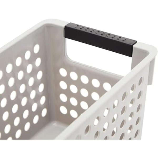 Cestas de plástico gris con asas para baño lavandería