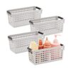 Cestas de plástico gris con asas para baño lavandería