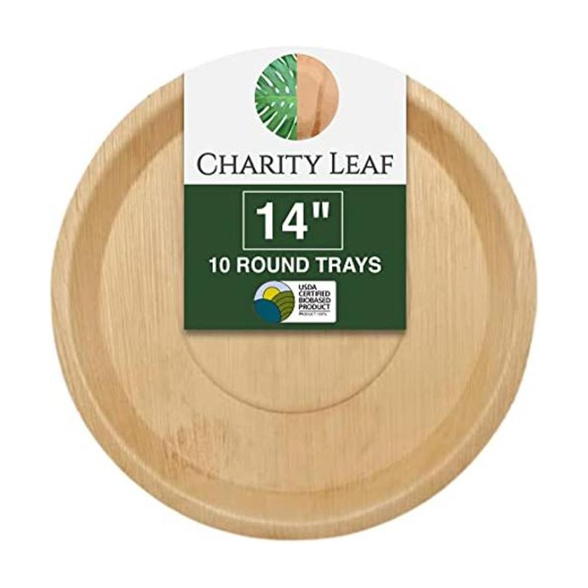 Charity Leaf Bandejas redondas desechables de hoja de