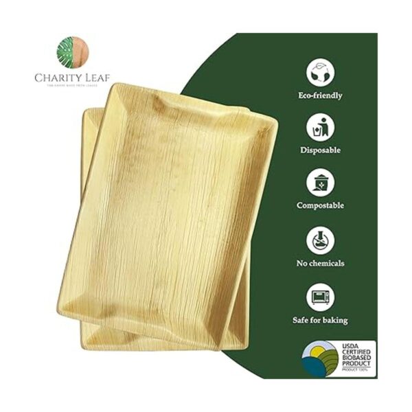 Charity Leaf Bandejas desechables de hoja de palma de 14 x_2
