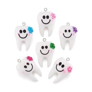 Cheriswelry 10 colgantes de resina de dientes blancos