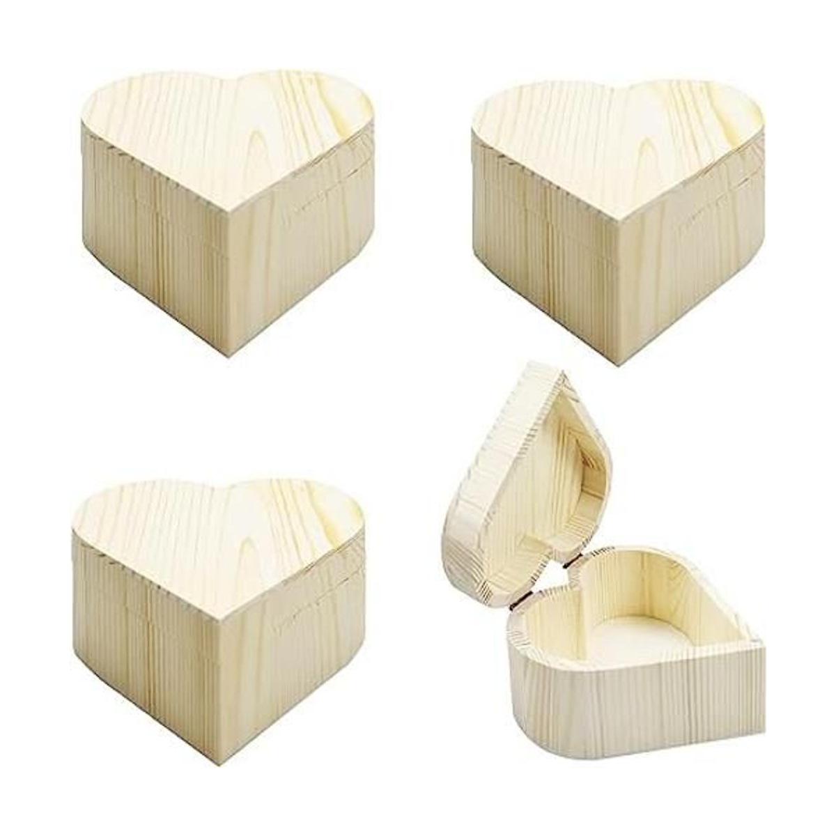 Chris.W Caja de madera sin terminar con forma de corazón