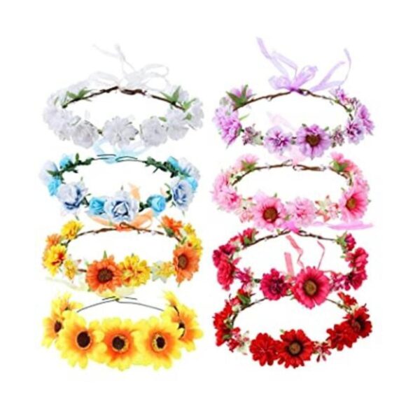 Cinaci Paquete de 8 diademas bohemias hawaianas con diseño_1