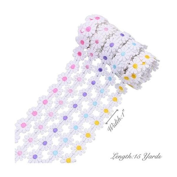 Cinta de encaje con flores y apliques de encaje de 15