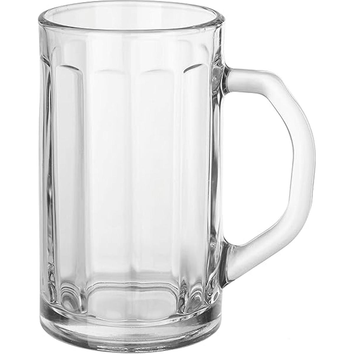 Circleware Tazas de cerveza de vidrio con asa juego de 4