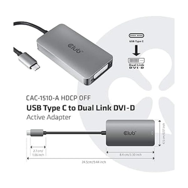 Club 3D CAC1510A Adaptador USB C a Dual Link DVID HDCP Off_3