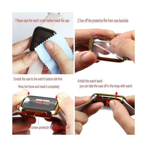Cogift Funda rígida dorada compatible con Apple Watch_3