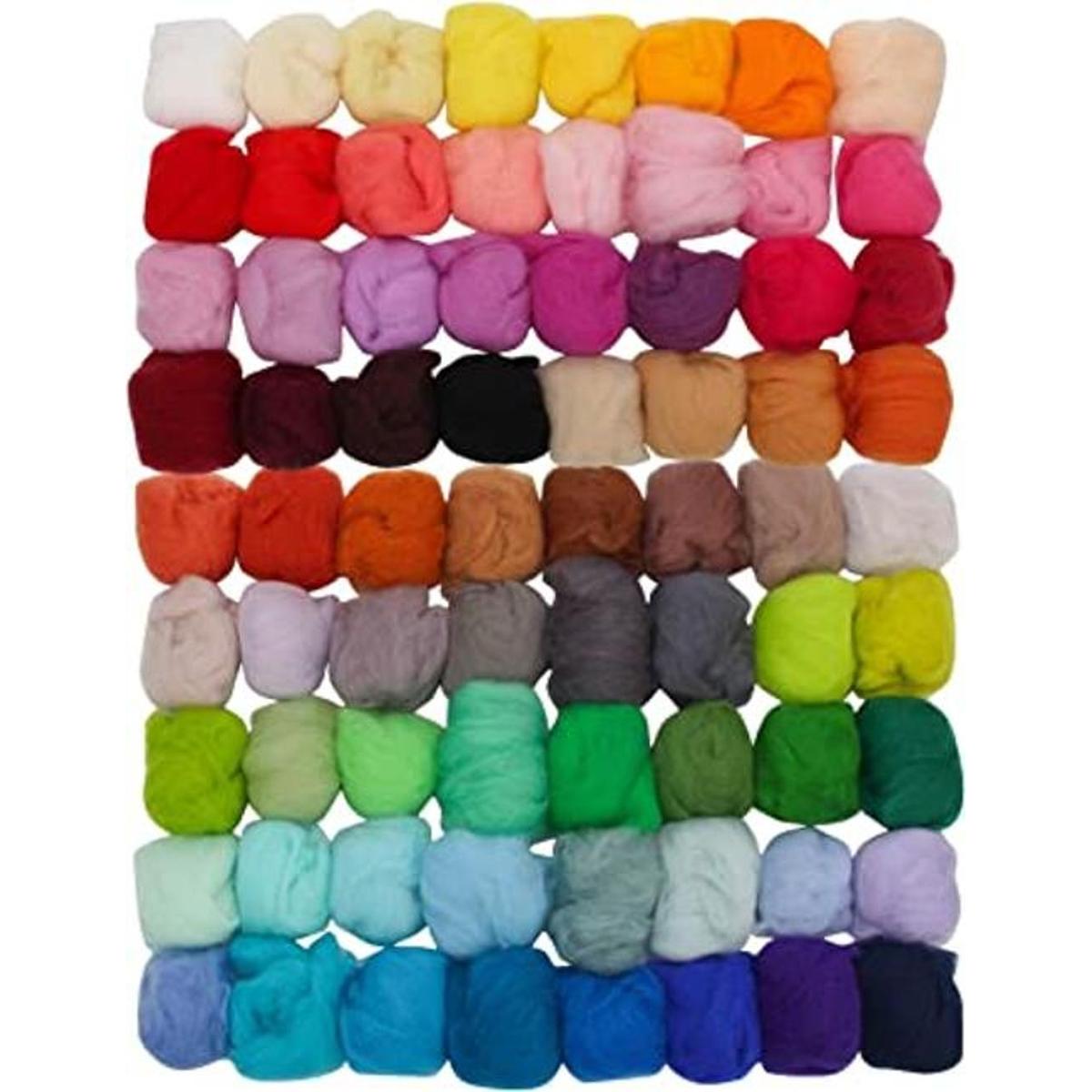 Coitak Hilo de lana de fibra de 72 colores para hilar