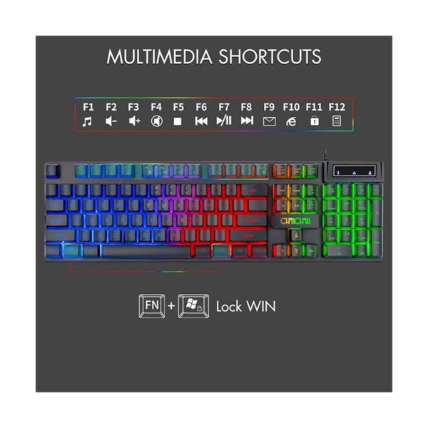 Combo de teclado y mouse LED con cable para juegos con