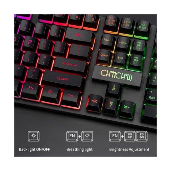 Combo de teclado y mouse LED con cable para juegos con