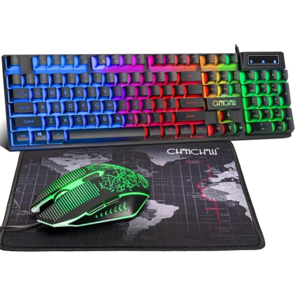 Combo de teclado y mouse LED con cable para juegos con