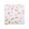Confeti de corona con purpurina rosa y dorado una mesa de