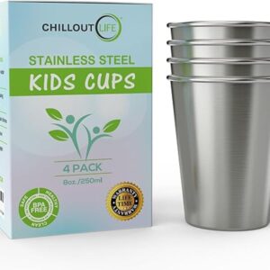 Conjunto de tazas para niños de acero inoxidable de 8_1