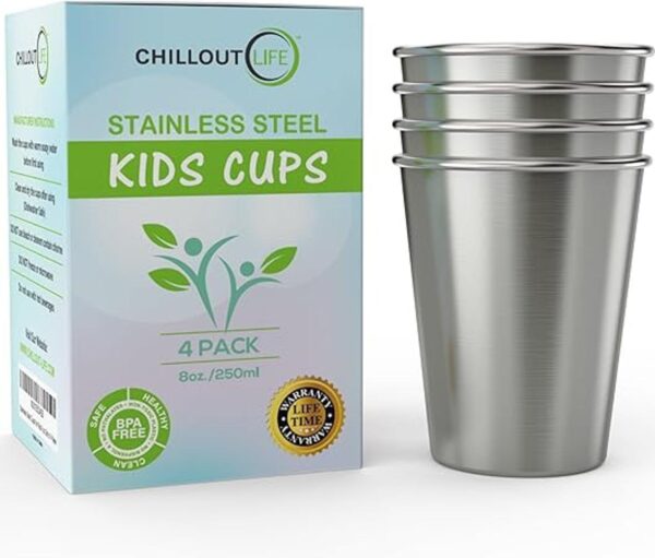 Conjunto de tazas para niños de acero inoxidable de 8_1
