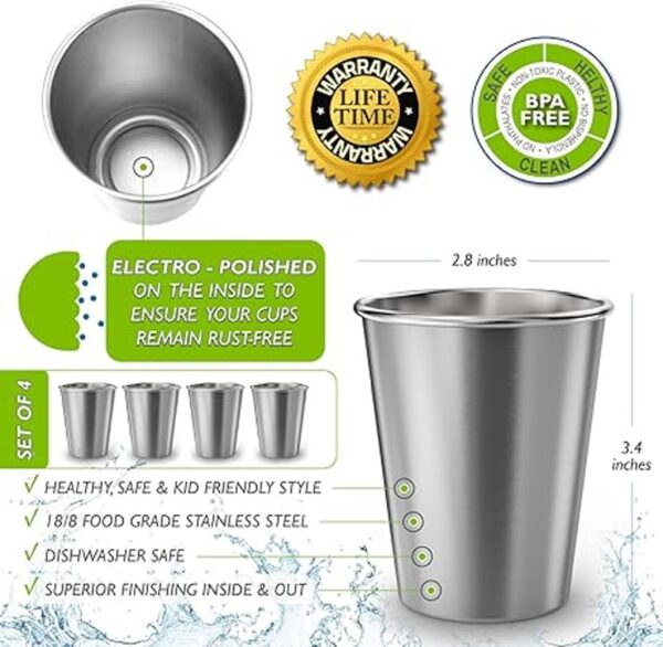 Conjunto de tazas para niños de acero inoxidable de 8_2