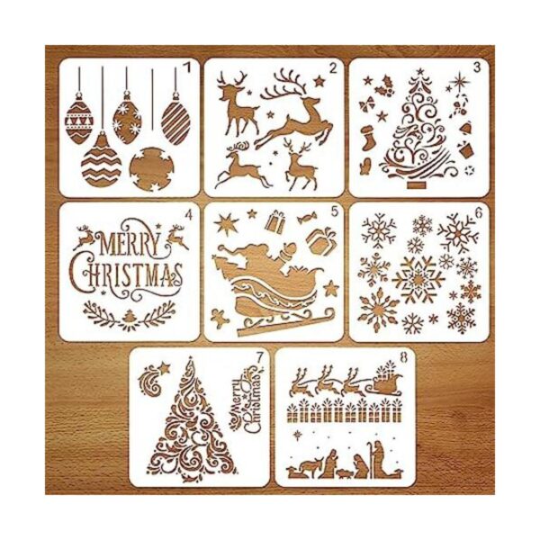 Coogam 8 Pcs Christmas Stencils Template Reusable Plastic