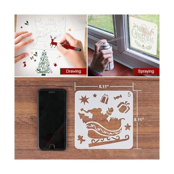 Coogam 8 Pcs Christmas Stencils Template Reusable Plastic