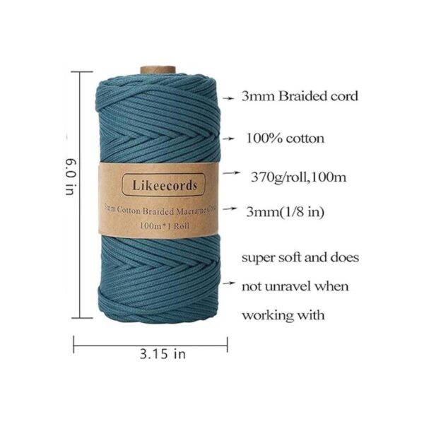 Cordón de algodón trenzado de 0.11 pulgadas x 109 yardas_2