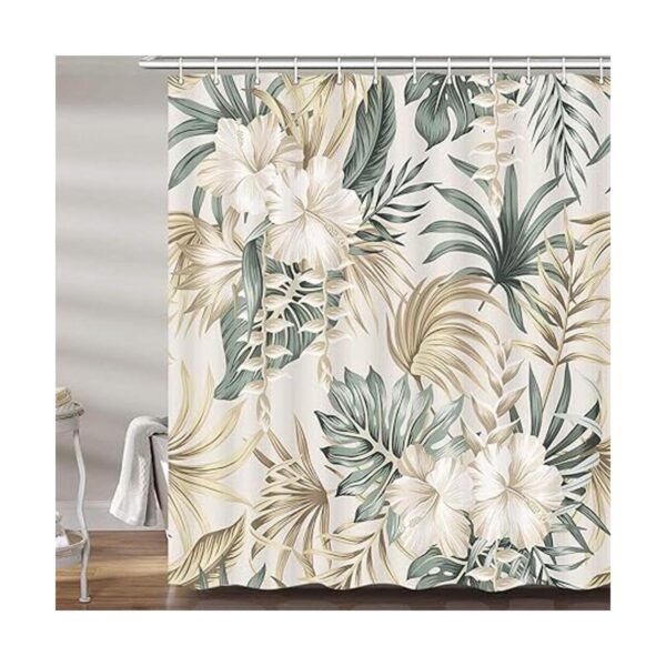 Cortina de ducha de flores tropicales para baño juego de