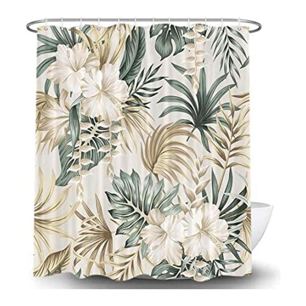 Cortina de ducha de flores tropicales para baño juego de