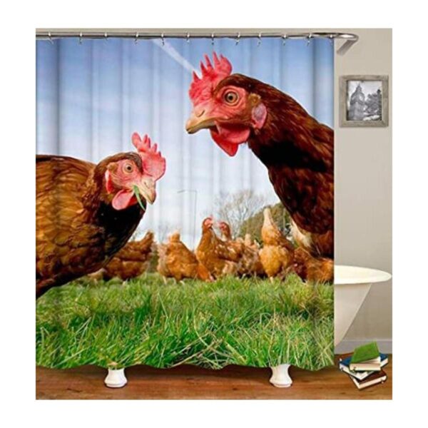 Cortina de ducha de tela diseño de animales rurales_1