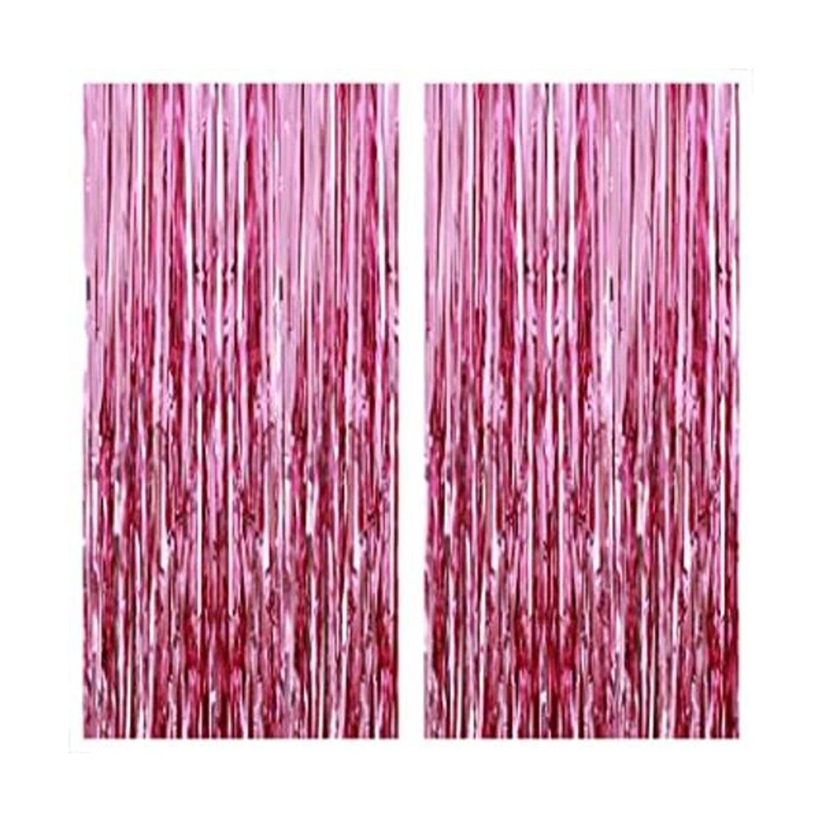 Cortina de flecos de papel de aluminio color rosa