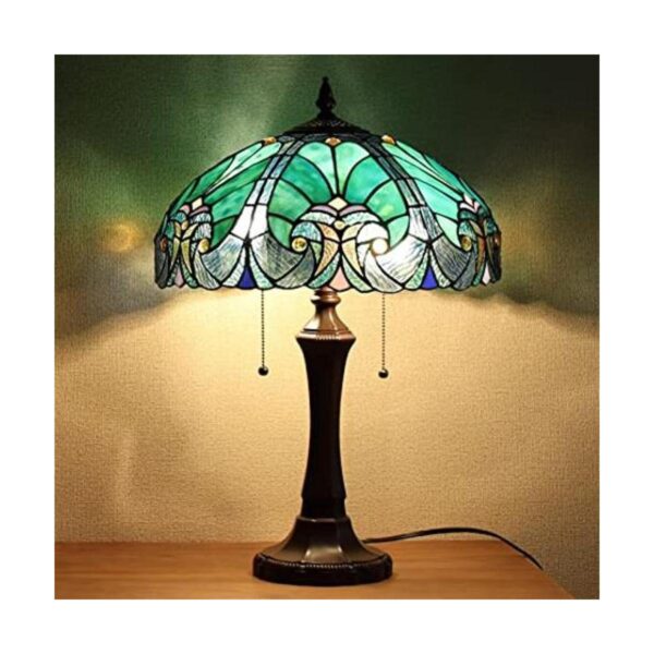 Cotoss Tiffany Lámpara de mesa color verde mar luz de_1