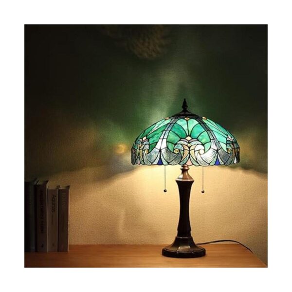 Cotoss Tiffany Lámpara de mesa color verde mar luz de_2