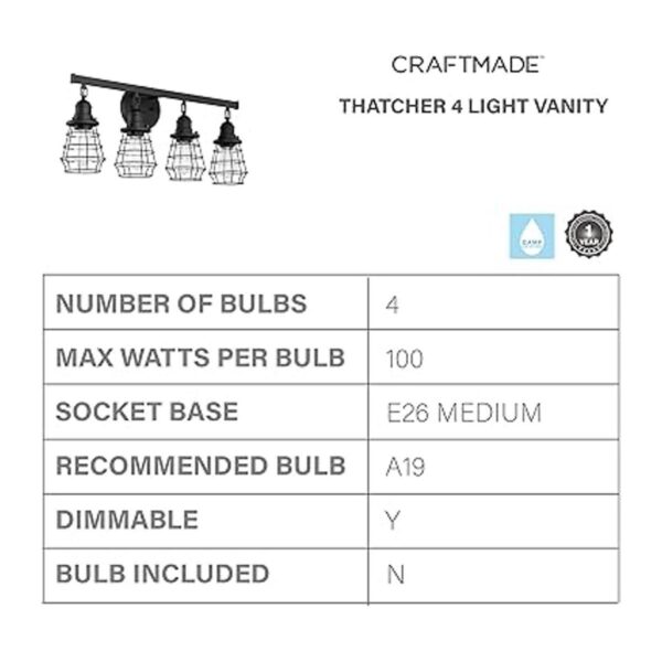 Craftmade 50604FB Thatcher Iluminación de baño industrial_3