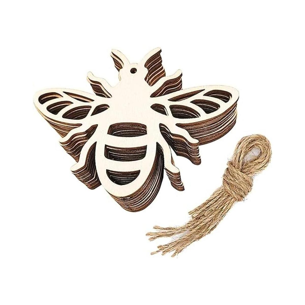 Creaides Adornos colgantes con forma de abeja de madera
