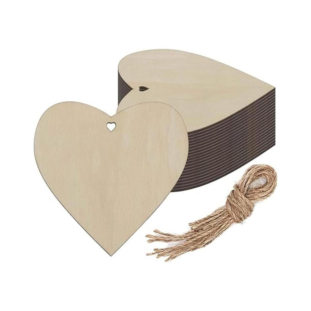 Creaides Adornos colgantes en forma de corazón de madera