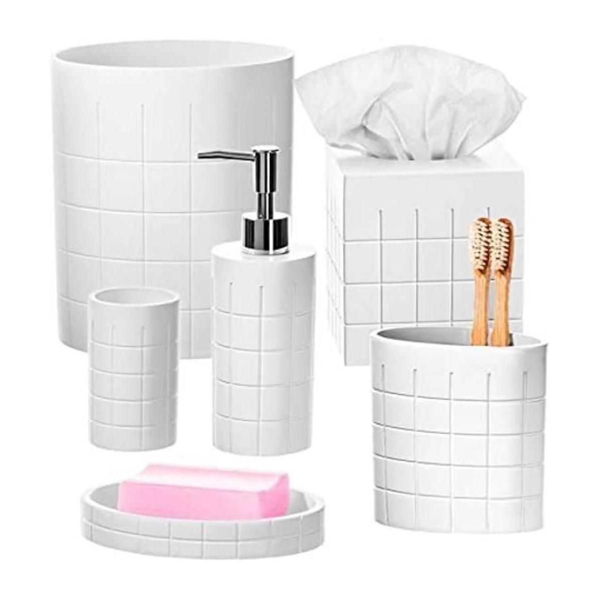 Creative Scents Juego de accesorios de baño blancos