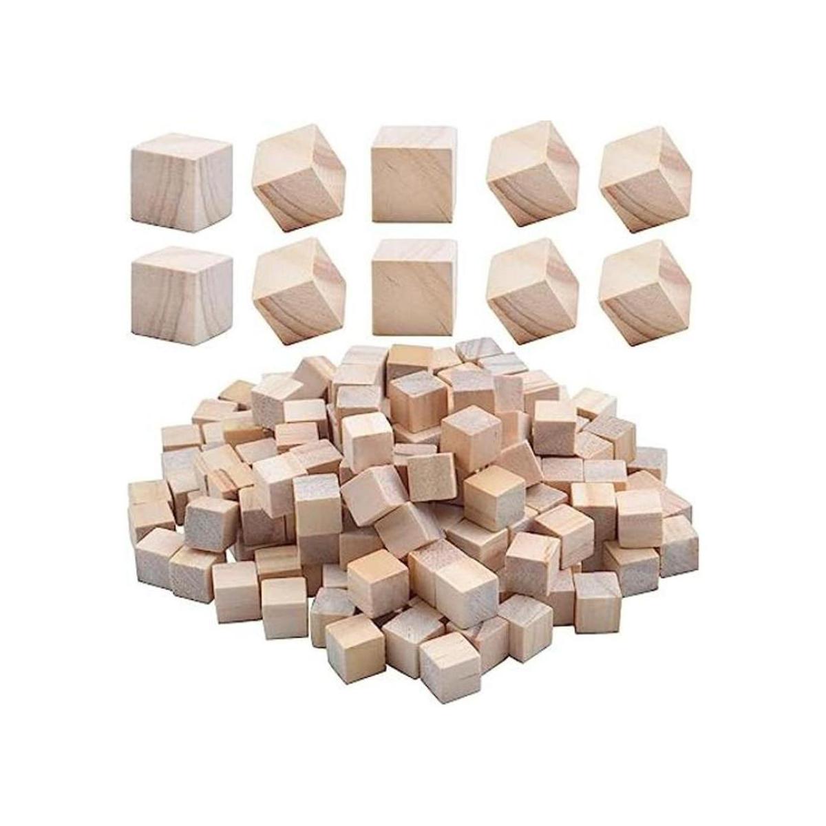 Cubos de madera 200 piezas de bloques de madera cuadrados