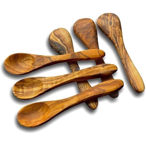 Cucharas pequeñas de madera de olivo 6 cucharas de madera_1