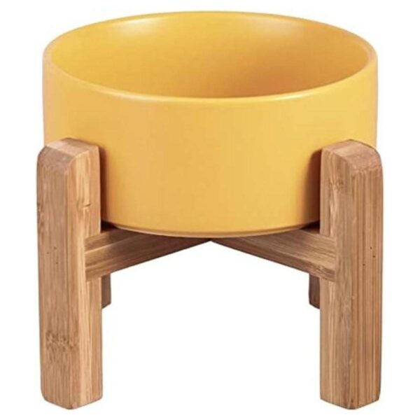 Cuenco elevado de cerámica para gatos con soporte de_1