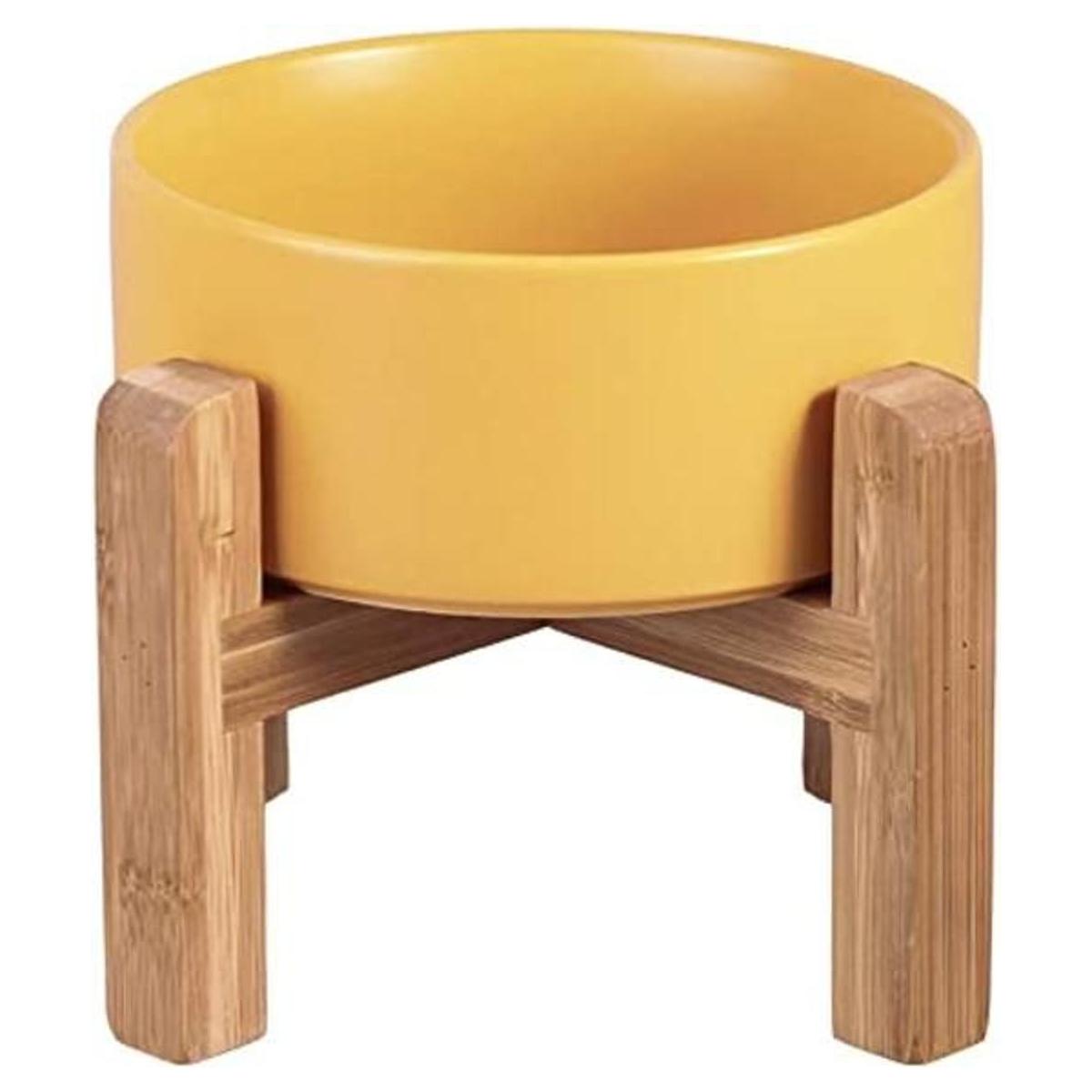 Cuenco elevado de cerámica para gatos con soporte de