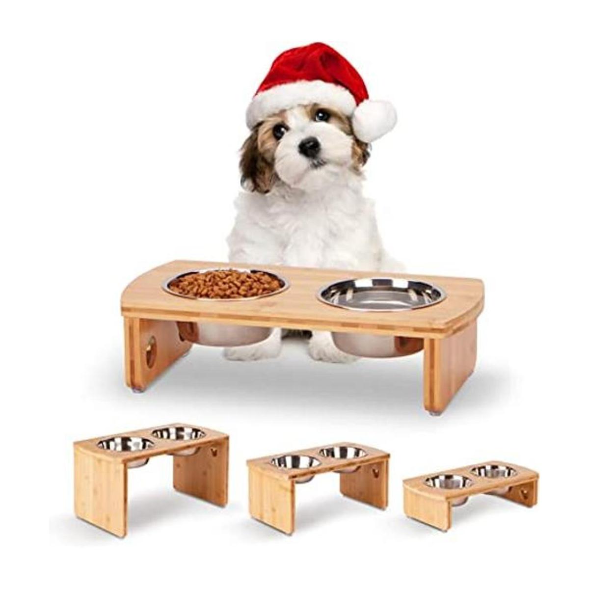 Cuencos elevados para perros cuenco elevado de bambú para