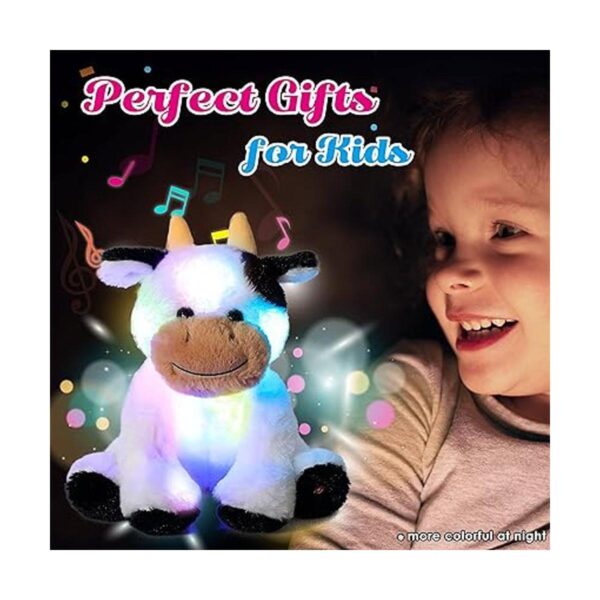 Cuteoy Vaca de felpa LED musical con luces de peluche para_5