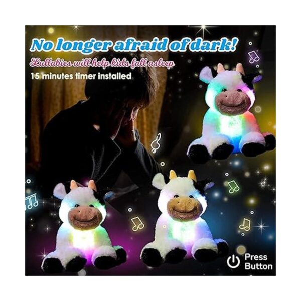 Cuteoy Vaca de felpa LED musical con luces de peluche para_3