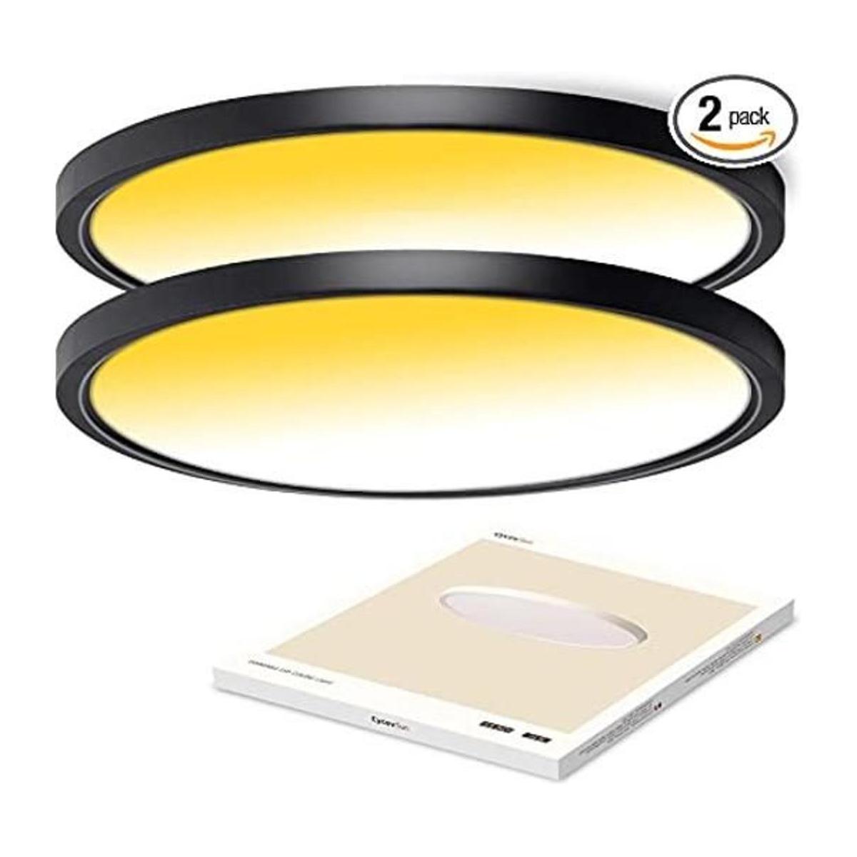 CycevSun Lámpara de techo LED negra regulable de 15.8