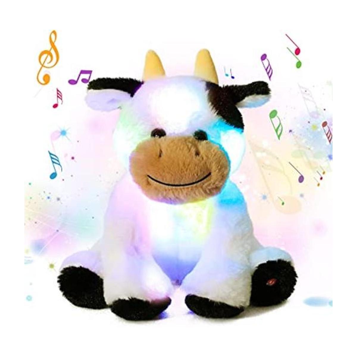 Cuteoy Vaca de felpa LED musical con luces de peluche para