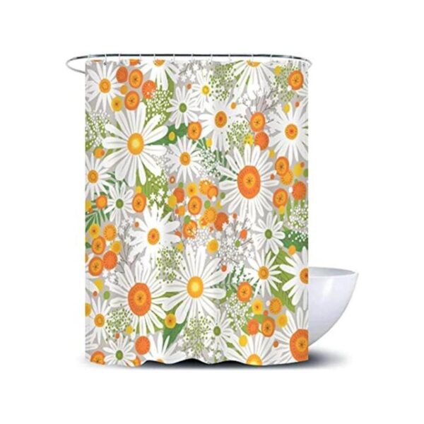 DM Cortina de ducha de flores de acuarela con tela