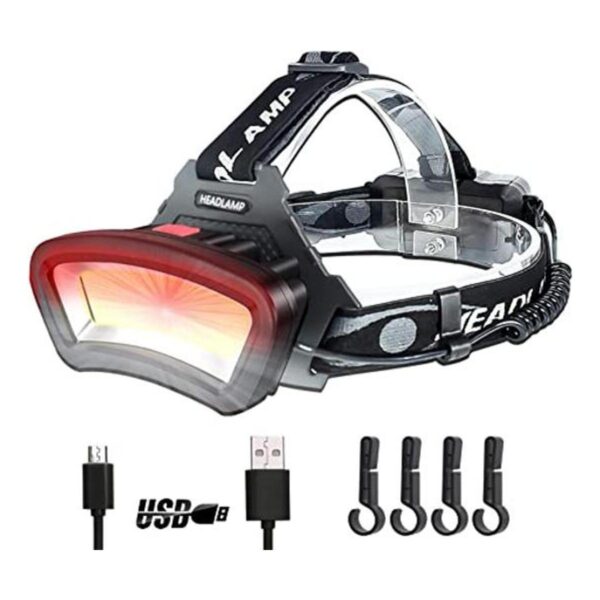 DARKBEAM Faro de casco duro COB LED reflector con luz roja_1
