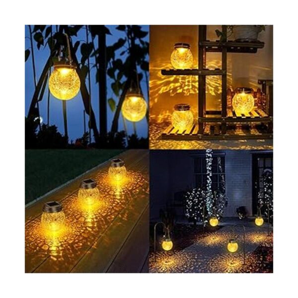 DBF Linterna solar de cristal agrietada ámbar cálido LED_6
