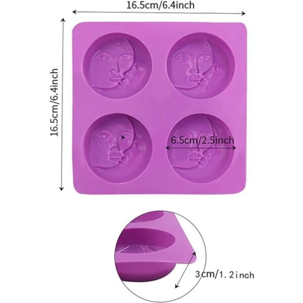 DDlife 4 moldes de jabón de silicona para cara de sol y